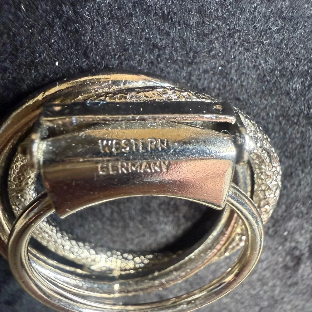 Vintage West Germany Gold Tone Scarf Clip Double Circle Textured